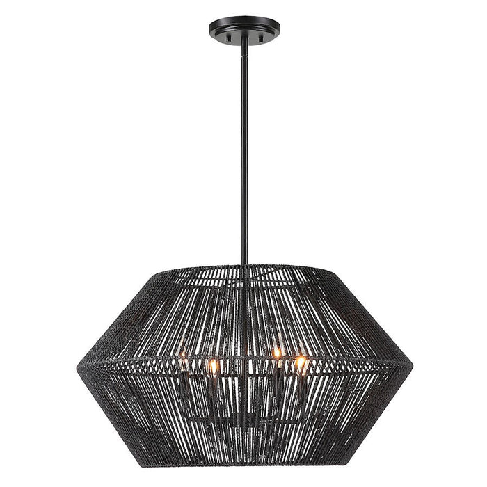 Uttermost Suva 4 Light Black Rope Pendant