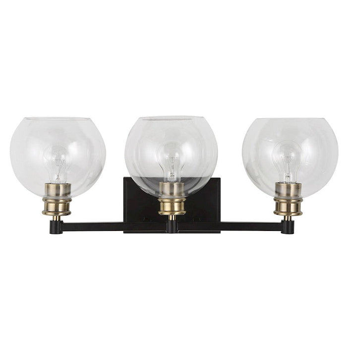 Uttermost Kent Edison 3 Light Vanity, Black/Brass