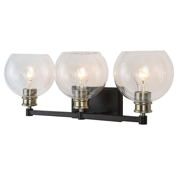 Uttermost Kent Edison 3 Light Vanity, Black/Brass