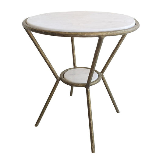 Uttermost Refuge Round White Side Table, Antique Gold - 22879