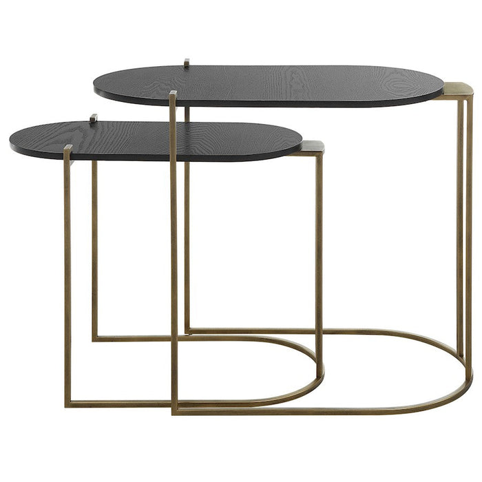 Uttermost Aztec Wood Nesting Tables, Antique Brass, Set Of 2