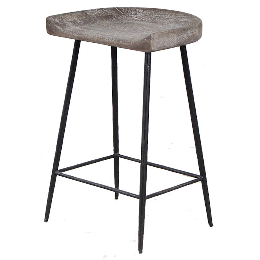 Uttermost Cordova Carved Wood Counter Stool, Satin Black - 22885