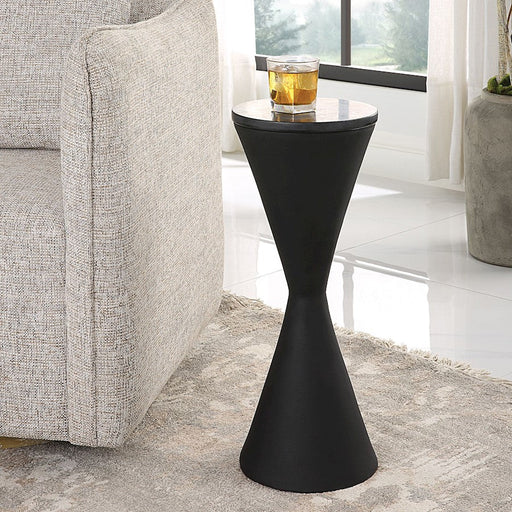 Uttermost Time's Up Hourglass Shaped Drink Table, Matte Black - 22889