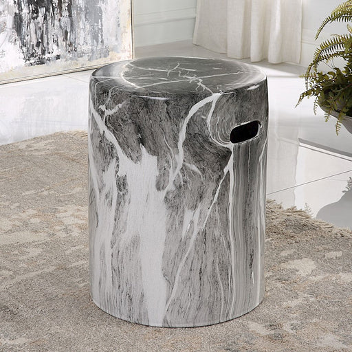 Uttermost Marvel Marbled Garden Stool, Black/White
