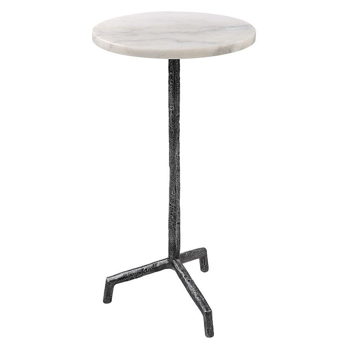 Uttermost Puritan White Marble Drink Table, Aged Black