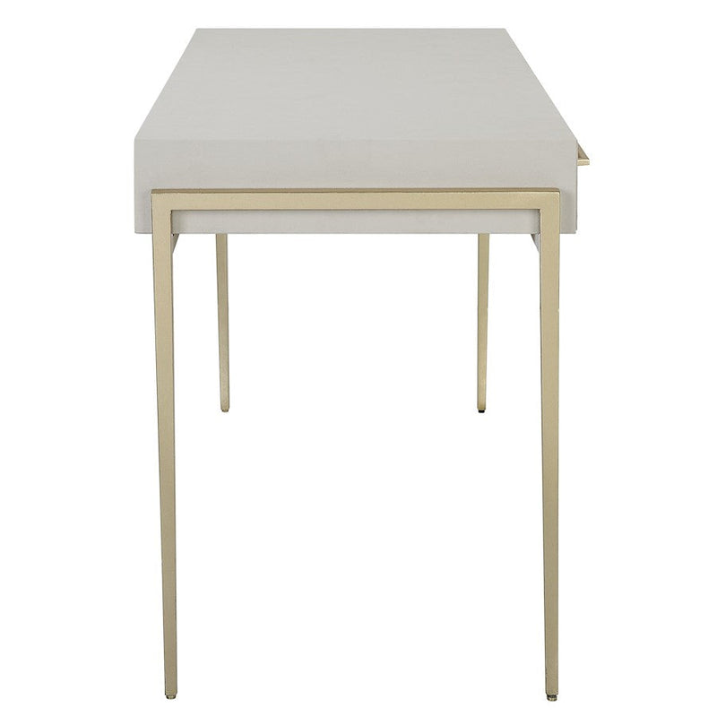 Uttermost Jewel Modern White Desk, Gold Leaf