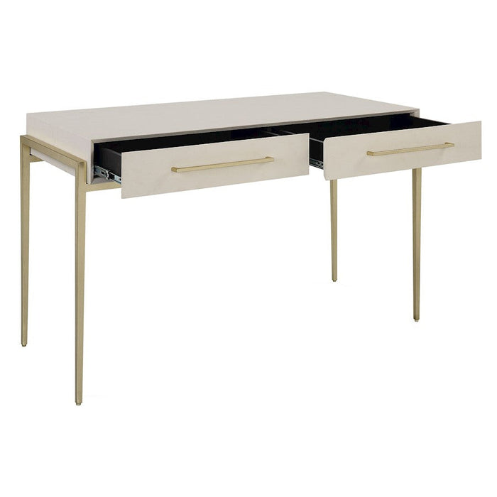 Uttermost Jewel Modern White Desk, Gold Leaf