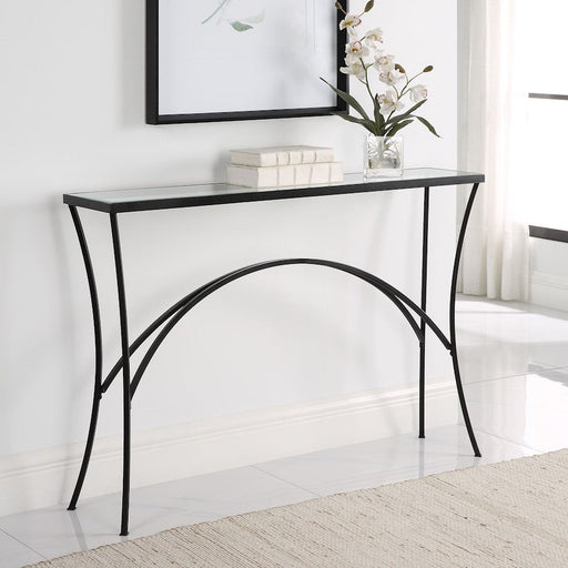 Uttermost Alayna Black Metal & Glass Console Table