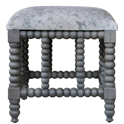 Uttermost Estes Faux Cow Hide Small Bench, Grey/White Faux