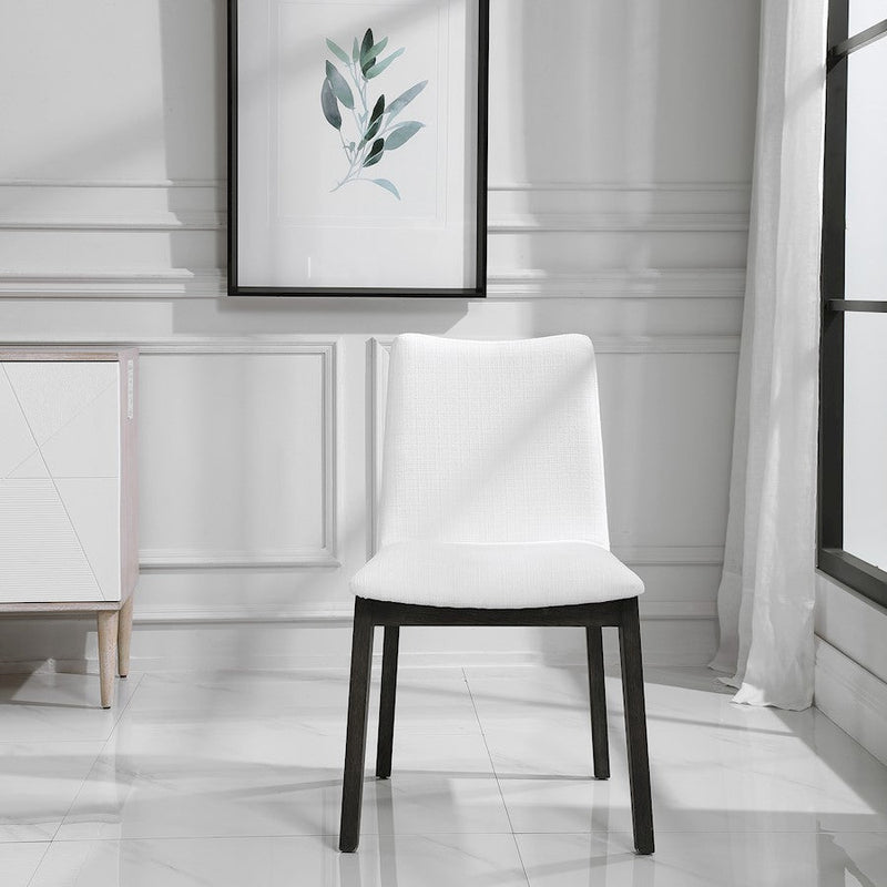 Uttermost Delano White Armless Chair Set of 2, Dark Espresso