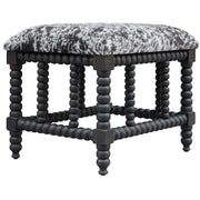 Uttermost Rancho Faux Cow Hide Small Bench, Charcoal Grey/White Faux - 23589