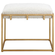 Uttermost Paradox Small Shearling Bench, Gold/White - 23663