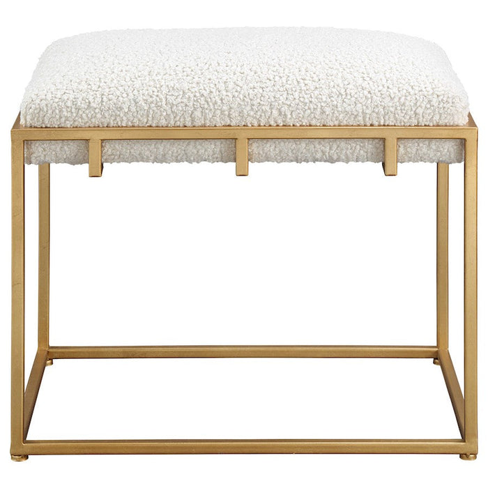 Uttermost Paradox Small Shearling Bench, Gold/White - 23663