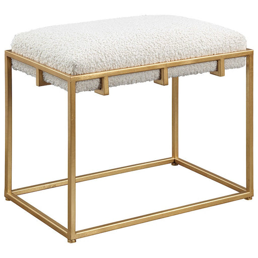Uttermost Paradox Small Shearling Bench, Gold/White