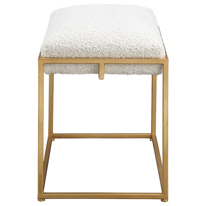 Uttermost Paradox Small Shearling Bench, Gold/White