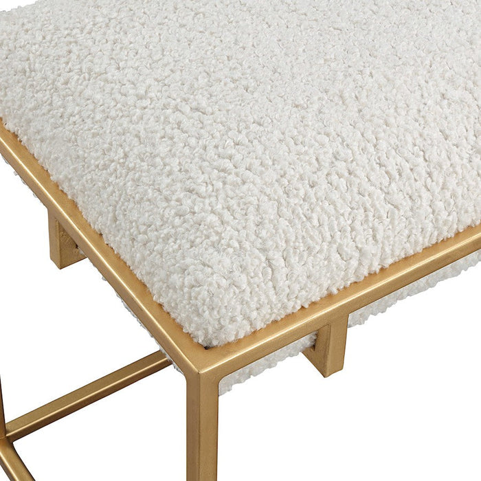 Uttermost Paradox Small Shearling Bench, Gold/White