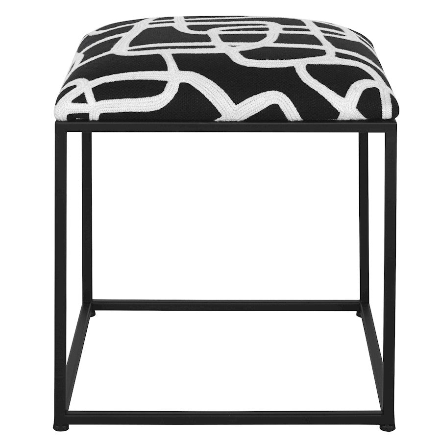 Uttermost Twists And Turns Fabric Accent Stool, Matte Black - 23690