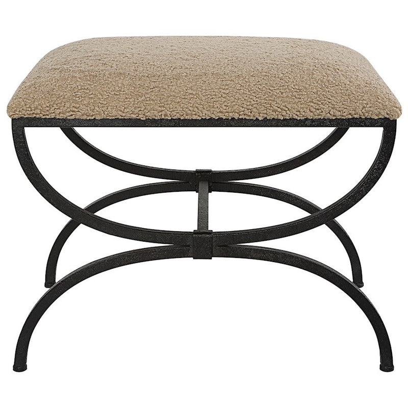 Uttermost Hacienda Plush Black Latte Small Bench - 23699