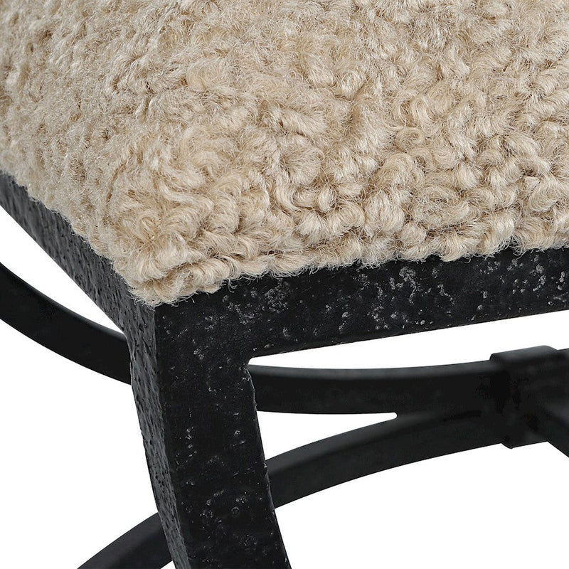 Uttermost Hacienda Plush Black Latte Small Bench