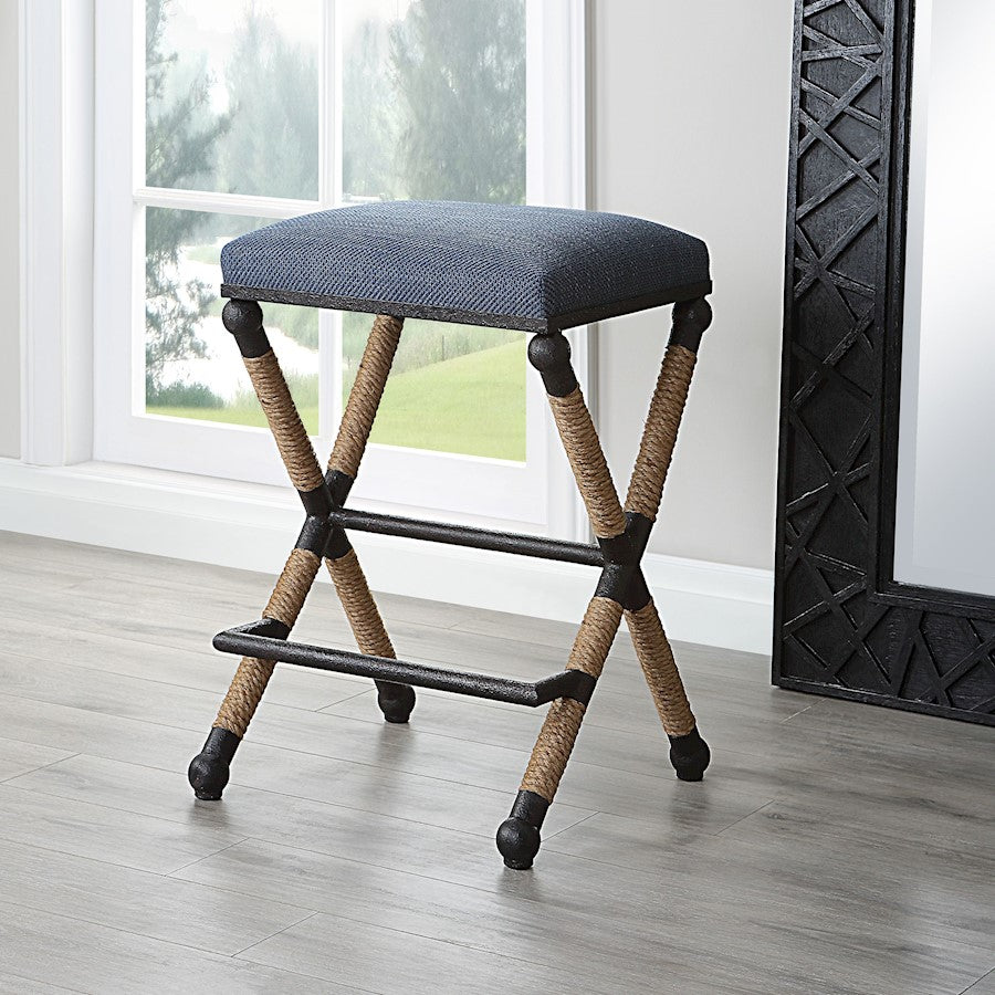 Uttermost Firth Rustic Navy Counter Stool - 23710