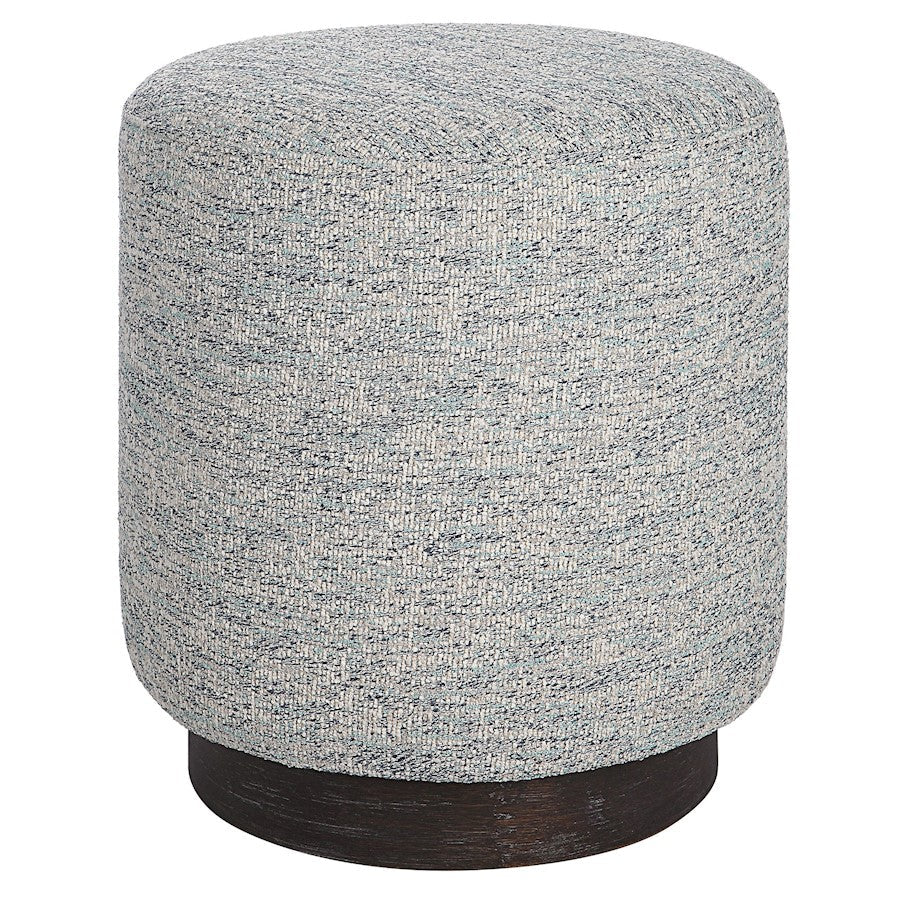 Uttermost Avila Tweed Round Ottoman, Blue/White - 23731