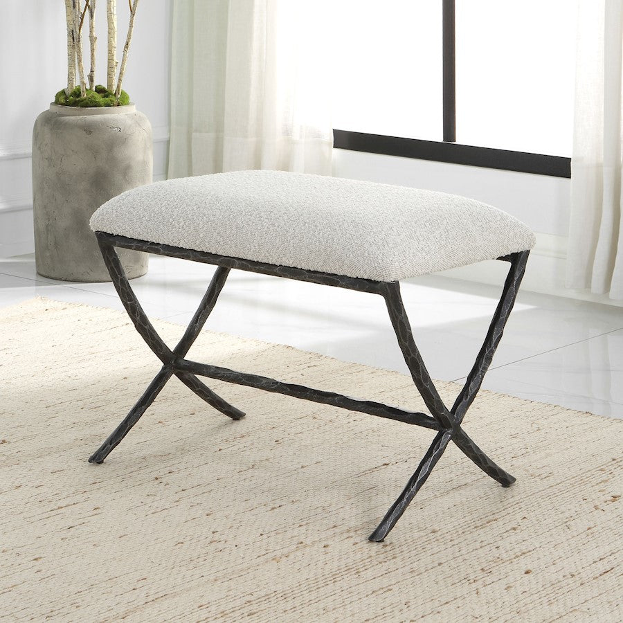 Uttermost Brisby Gray Fabric Small Bench, Charcoal - 23750