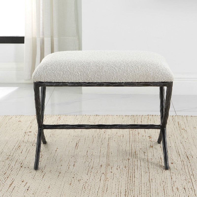 Uttermost Brisby Gray Fabric Small Bench, Charcoal
