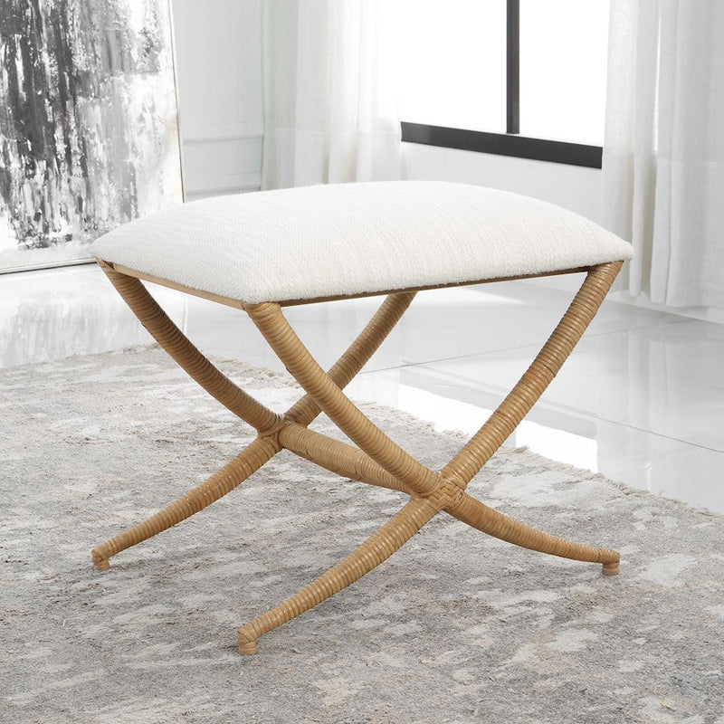 Uttermost Expedition White Fabric Small Bench - 23751