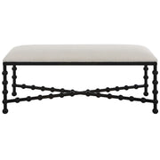 Uttermost Iron Drops Cushioned Bench, Satin Black - 23756