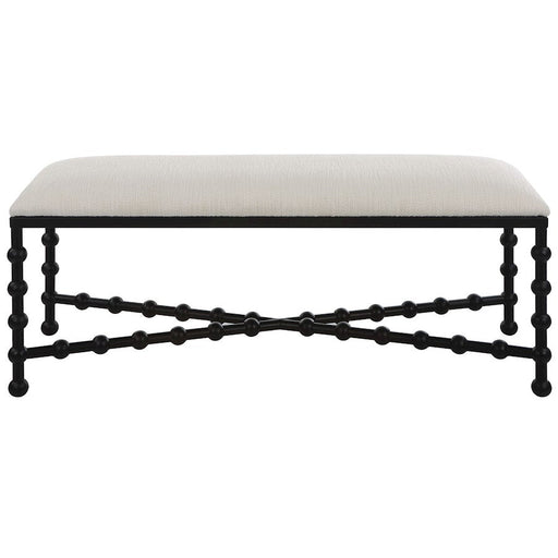 Uttermost Iron Drops Cushioned Bench, Satin Black - 23756