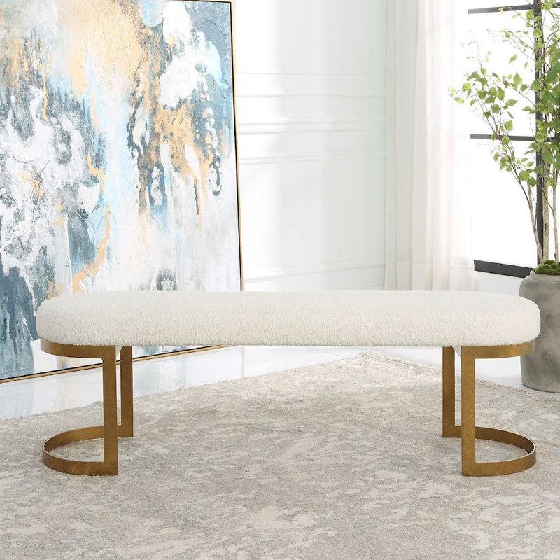 Uttermost Infinity Bench, Antique Gold Leaf