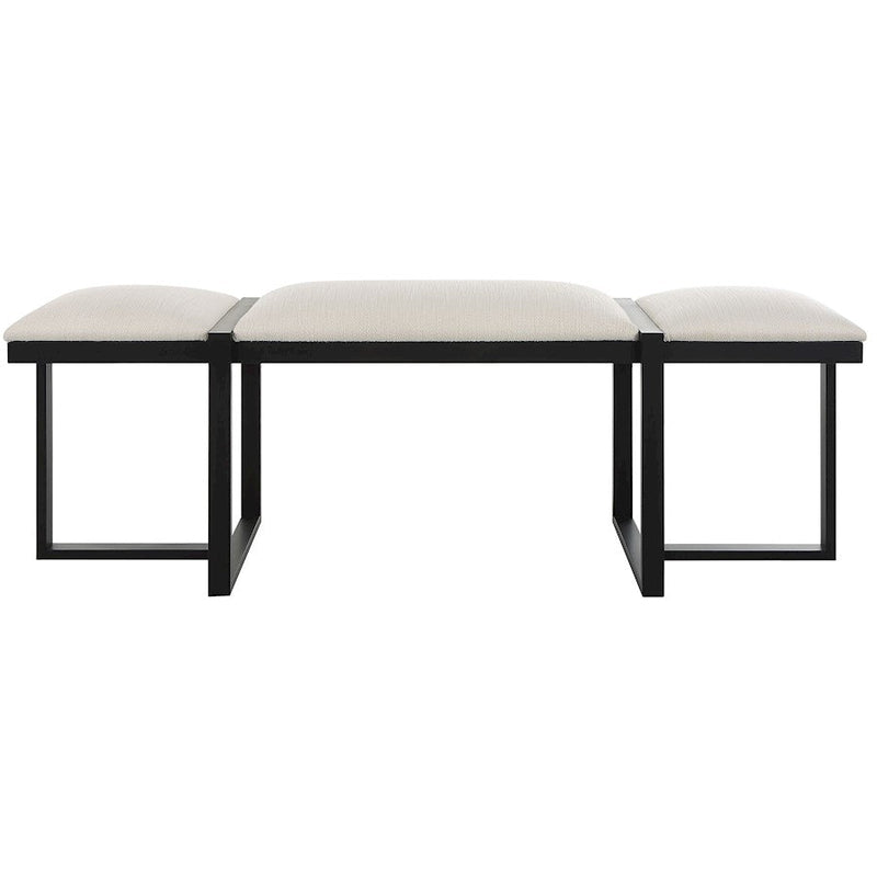 Uttermost Triple Cloud Modern Upholstered Bench, Black - 23761