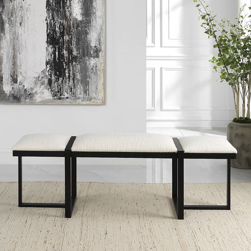 Uttermost Triple Cloud Modern Upholstered Bench, Black