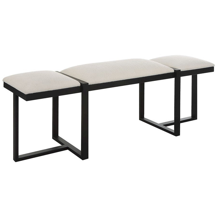 Uttermost Triple Cloud Modern Upholstered Bench, Black