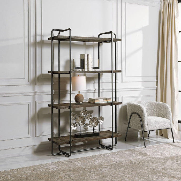 Uttermost Stilo Urban Industrial Etagere, Dark Brushed Pewter