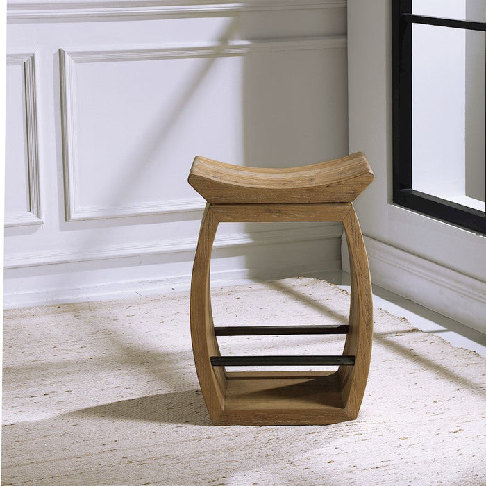 Uttermost Connor Modern Wood Counter Stool, Dark Steel