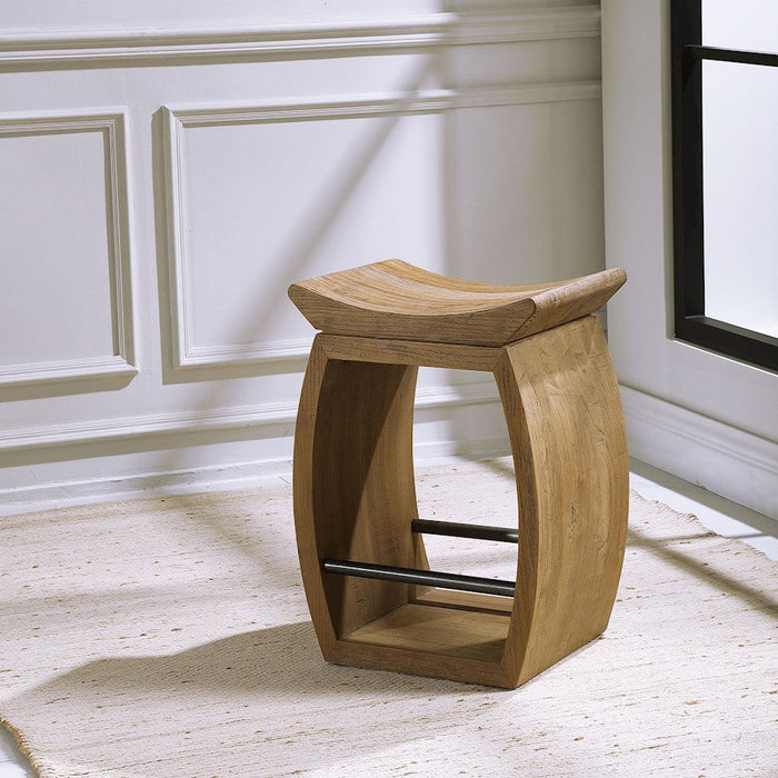 Uttermost Connor Modern Wood Counter Stool, Dark Steel