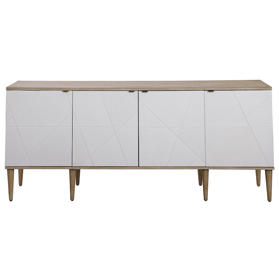 Uttermost Tightrope 4 Door Modern Sideboard Cabinet, Natural Oak - 25101