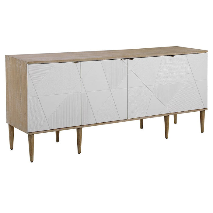 Uttermost Tightrope 4 Door Modern Sideboard Cabinet, Natural Oak