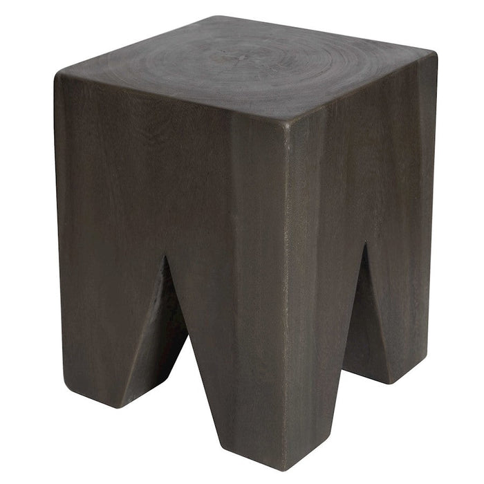 Uttermost Armin Solid Wood Accent Stool, Satin Gray