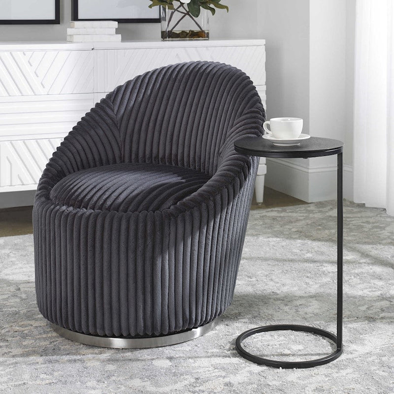 Uttermost Brunei Round Accent Table, Aged Black