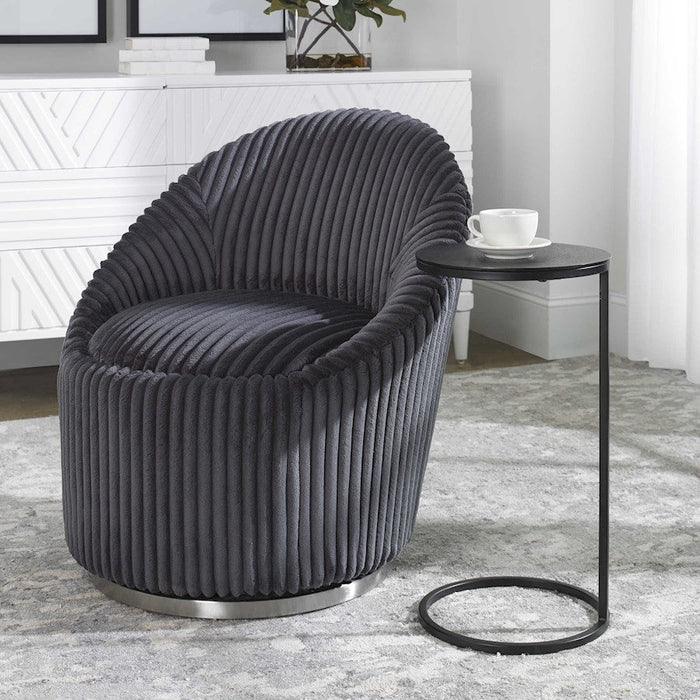 Uttermost Brunei Round Accent Table, Aged Black