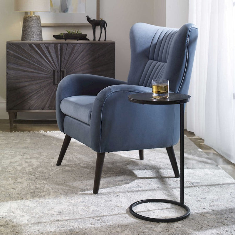 Uttermost Brunei Round Accent Table, Aged Black
