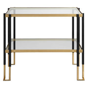 Uttermost Kentmore Glass Side Table, Matte Black/Brushed Gold - 25138
