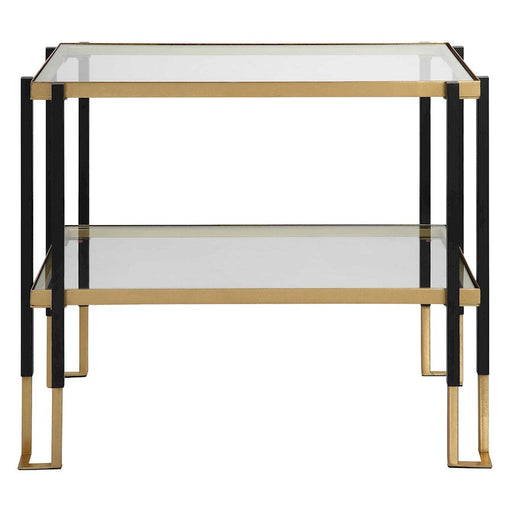 Uttermost Kentmore Glass Side Table, Matte Black/Brushed Gold - 25138