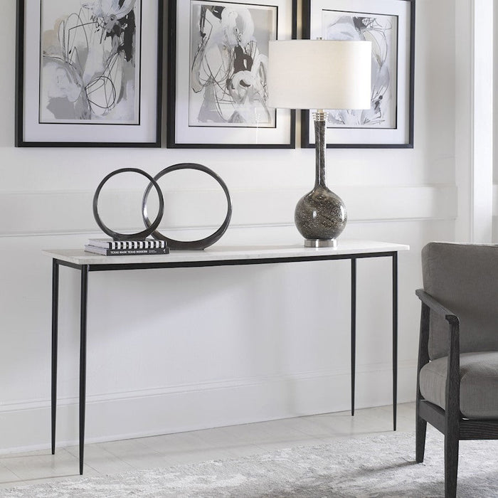 Uttermost Nightfall Console Table, White Marble