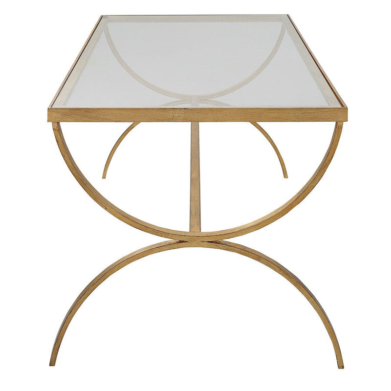 Uttermost Crescent Coffee Table, Antiqued Gold