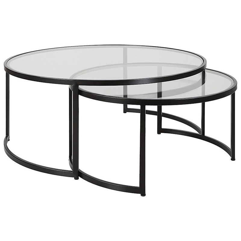 Uttermost Rhea Set of 2, Nesting Coffee Tables, Satin Black - 25190
