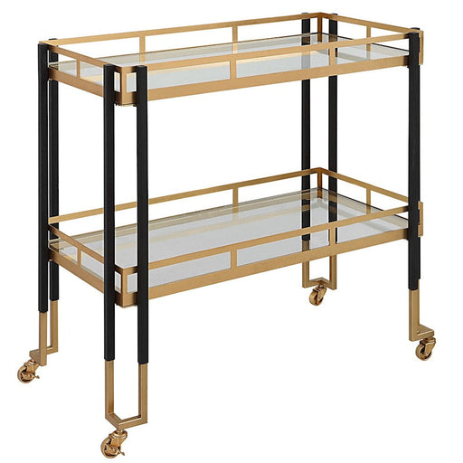 Uttermost Kentmore Modern Bar Cart, Black/Gold