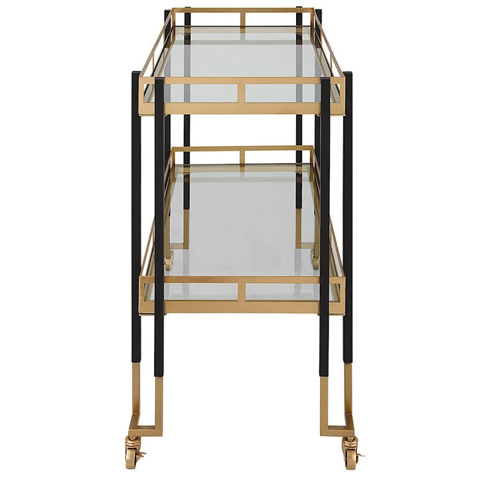 Uttermost Kentmore Modern Bar Cart, Black/Gold